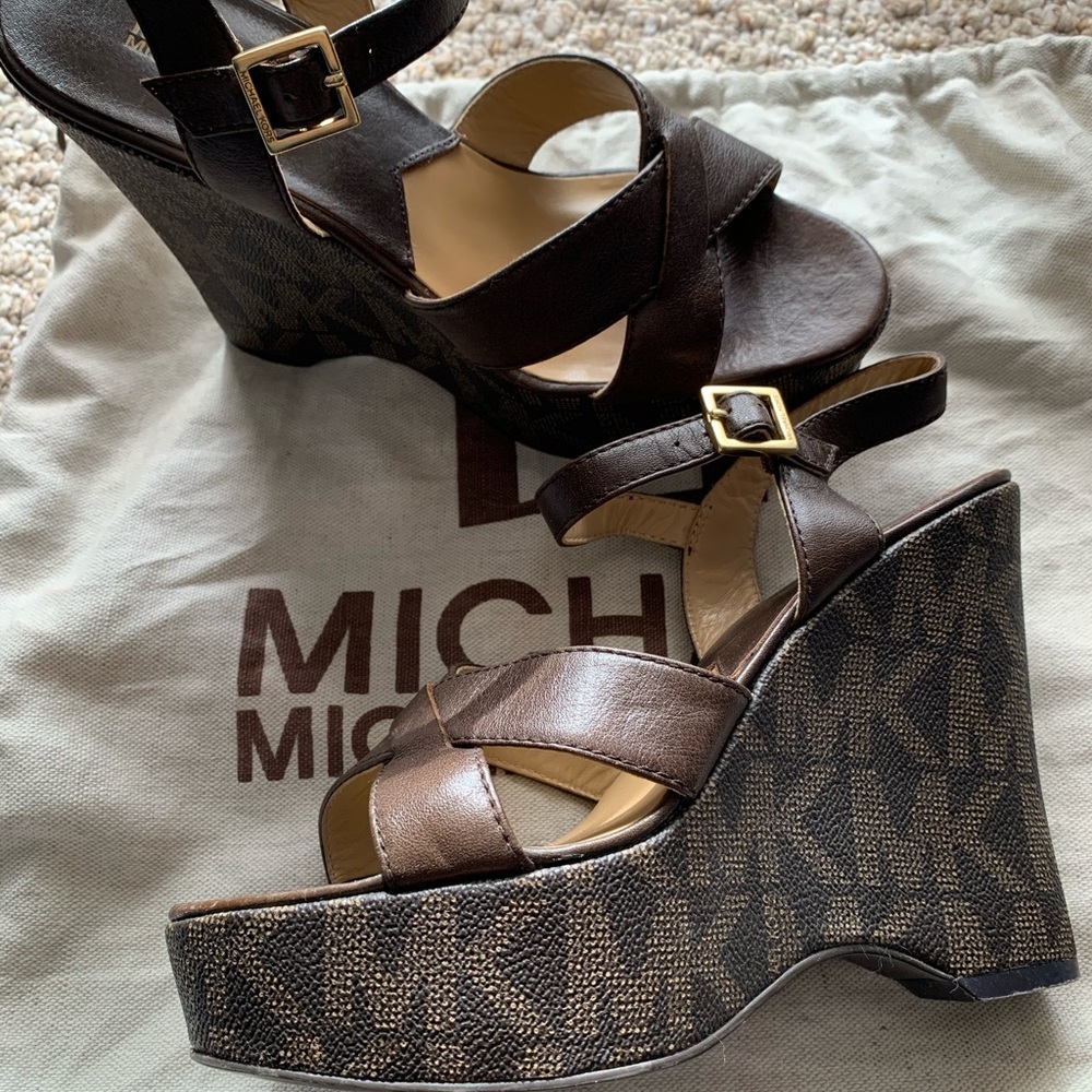 Michael Kors platform Wedge brown sandals 7.5